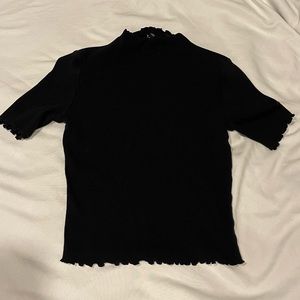 black forever 21 mock neck cropped tee. good condition, size small.